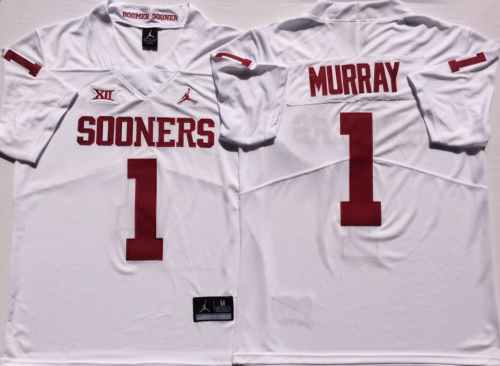 Men\'s Youth Oklahoma Sooners White #1 Kyler Murray College Jersey