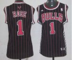 women nba chicago bulls #1 rose black red strip [revolution 30 s