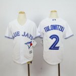 youth mlb toronto blue jays #2 troy tulowitzki white majestic cool base jerseys