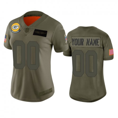 Women\'s Green Bay Packers Custom Camo 2019 Salute to Service Limited Jersey