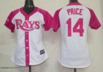 women mlb tampa bay rays #14 price white and pink cheap jerseys(