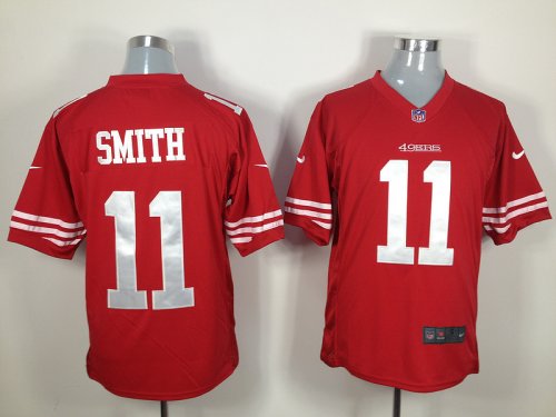 nike nfl san francisco 49ers #11 a.smith red jerseys [game]