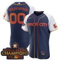 Custom Houston Astros 2023 Champions Navy White Orange Authentic Stitched Jerseys