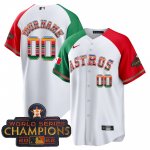 Houston Astros MEXICO 2022 Champions White With Red Green Sleeve Cool Base Stitched Jerseys