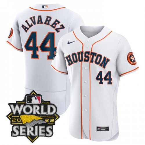 Men\'s Houston Astros #44 Yordan Alvarez White Stitched World Series Flex Base Jersey