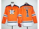 mlb houston astros #1 carlos correa orange long sleeve stitched jerseys