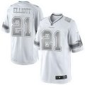 Men's Nike Dallas Cowboys #21 Ezekiel Elliott White Platinum Limited NFL Jerseys