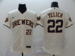 Men's Milwaukee Brewers #22 Christian Yelich New Cream 2020 Stitched Baseball Jersey