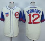 mlb jerseys Chicago Cubs #12 Schwarber Cream Blue 1942 Turn Bac