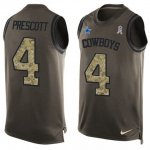Men's Nike Dallas Cowboys #4 Dak Prescott Green Salute to Service Tank Top Limited NFL Jerseys