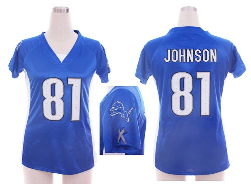 nike women nfl detroit lions #81 calvin johnson blue [draft him