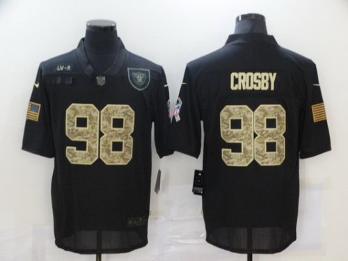 Men Oakland Raiders #98 Maxx Crosby Olive Gold 2020 Salute To Service Limited Jersey