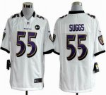 nike nfl baltimore ravens #55 suggs white [game Art Patch]