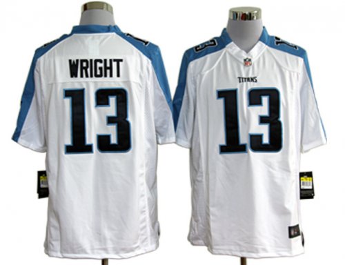 nike nfl tennessee titans #13 wright white jerseys [game]