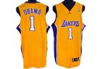 NBA los angeles lakers #1 president obama yellow jersey