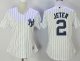 Women MLB New York Yankees #2 Derek Jeter Majestic Home White Cool Base Jerseys