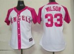 women mlb los angeles angels #33 wilson white and pink cheap jer