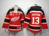 youth nhl detroit red wings #13 datsyuk black-red [pullover hood