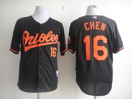 mlb baltimore orioles #16 chen black jerseys [orange number]