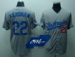 mlb los angeles dodgers #22 clayton kershaw grey cool base autographed jerseys