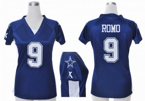 nike women nfl dallas cowboys #9 romo grey blue jerseys [draft h