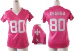 nike women nfl new orleans saints #80 graham pink [draft him ii