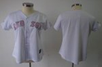 women Baseball Jerseys boston red sox blank white[pink number]
