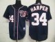 Baseball Jerseys washington nationals #34 harper dark blue(cool