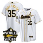 Men's Houston Astros #35 Justin Verlander World Series Stitched White Gold Special Cool Base Jersey