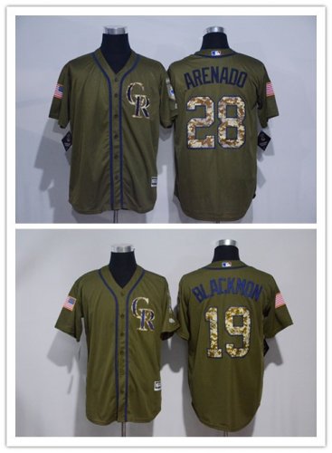 Baseball Colorado Rockies Stitched Green Salute to Service Jersey