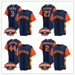 Houston Astros Navy Orange Cool Base Stitched Custom Jerseys