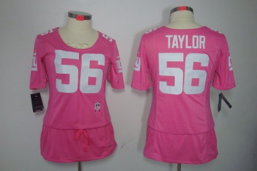 nike women nfl new york giants #56 taylor pink [breast cancer aw