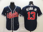 Men's Atlanta Braves #13 Ronald Acuna Jr. Navy 2020 Stitched Baseball Jersey