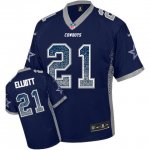 Men's Nike Dallas Cowboys #21 Ezekiel Elliott Blue Drift Fashion Elite NFL Jerseys