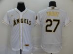 Men's Los Angeles Angels #27 Mike Trout New White Gold Fashion 2020 Stitched Baseball Jersey