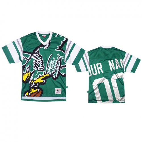 Philadelphia Eagles Custom Mitchell & Ness Green Big Face Jersey - Men\'s