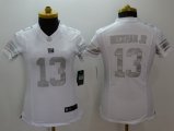 Women NFL New York Giants #13 Odell Beckham Jr Nike White Platinum Limited Jerseys
