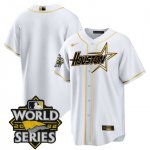 Custom Houston Astros World Series Stitched White Gold Special Limited Cool Base Jersey