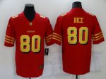 New Football San Francisco 49ers #80 Rice Fashion Red Gold Jersey