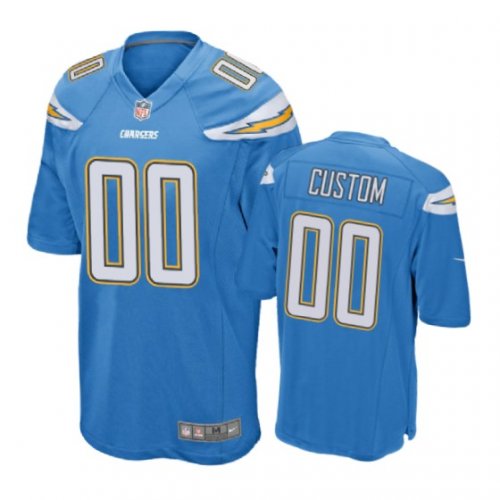 Los Angeles Chargers #00 Custom Powder Blue Nike Game Jersey - Men\'s
