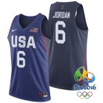 rio 2016 usa basketball #6 deandre jordan navy blue stitched jerseys