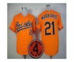 mlb baltimore orioles #21 markakis orange [4 hall of fame patch]