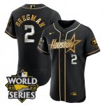 Men's Houston Astros #2 Alex Bregman World Series Stitched Black Gold Special Flex Base Jersey