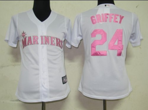 women Baseball Jerseys seattle mariners #24 griffey white[pink n