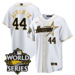 Men's Houston Astros 44 Yordan Alvarez World Series Stitched White Gold Special Cool Base Jersey