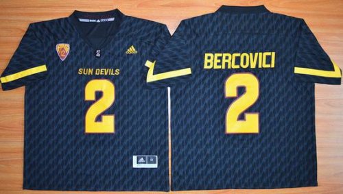 Men\'s Arizona State Sun Devils #2 Mike Bercovici Black Desert Ice 2015 College Football Jersey