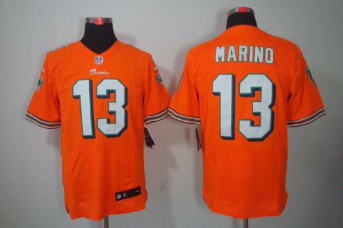 nike nfl miami dolphins #13 dan marino elite orange jerseys