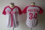 women mlb philadelphia phillies #34 halladay white and pink chea