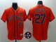 Men MLB Houston Astros #27 Jose Altuve Orange With Houston Astros Strong Patch Flex Base Jersey