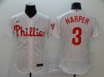 Men's Philadelphia Phillies #3 Bryce Harper White 2020 Stitched Baseball Jerseys